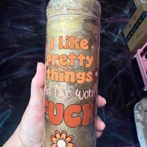 Sold I Like Pretty Things and the Word Fuk Metallic Handmade Skinny Can Cooler